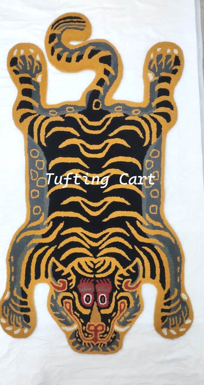 Tibetan Tiger Black Kitty Tufted Woolen Tibetan Rug - Black Kitty