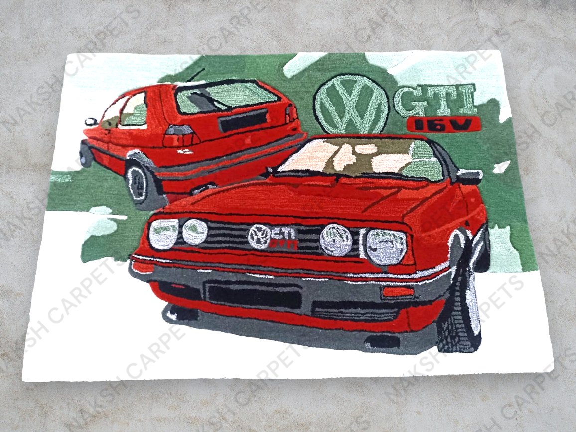 Red Car Customized Rug 60x60CM