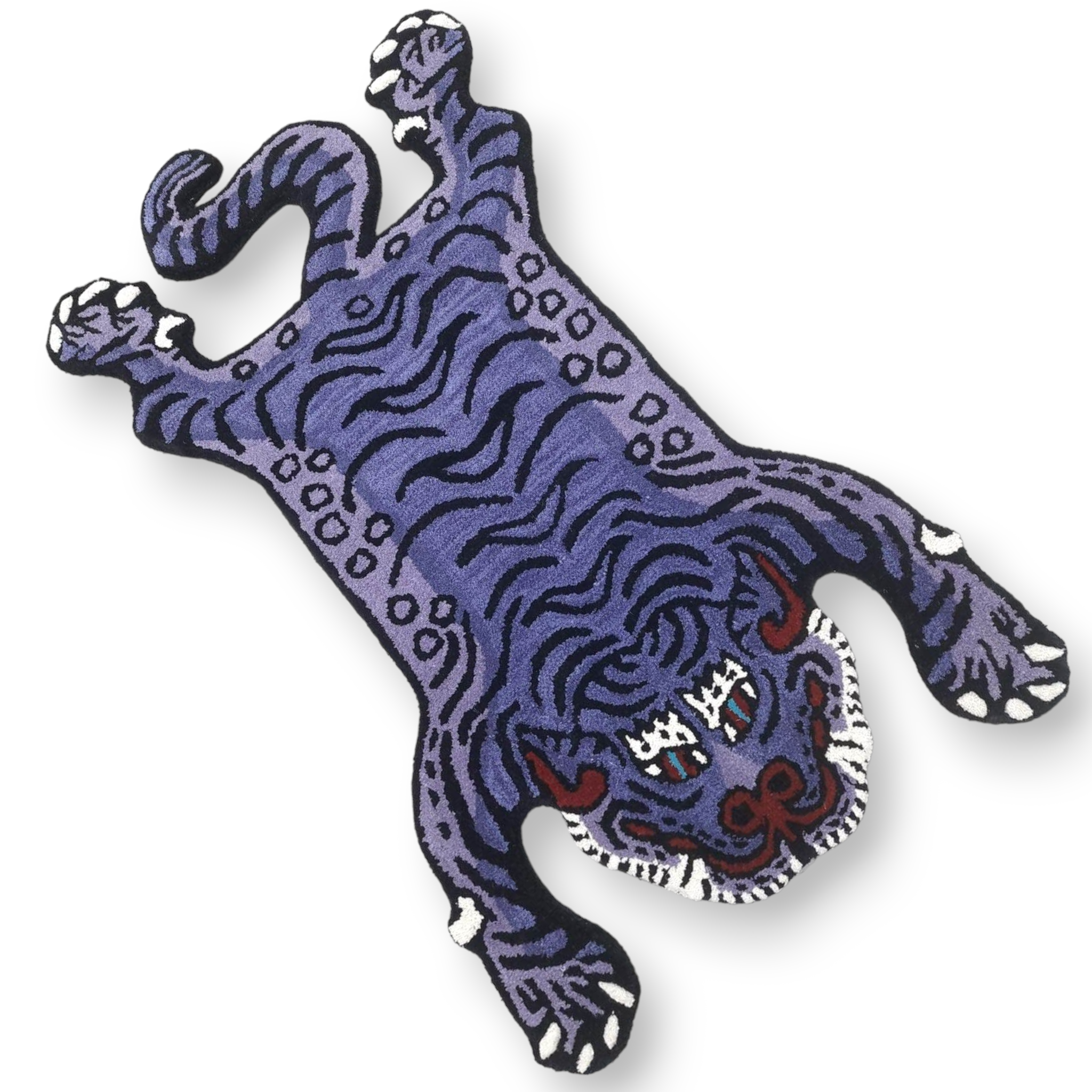 Tibetan Tiger Purple Blue Cris Tufted Woolen Tibetan Rug - Purple Blue Cris Color