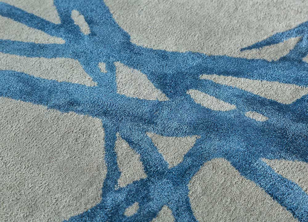 Geometric Blue Pattern Modern High Quality Hand Tufted pile woolen Rug and Carpet For Bedroom Aesthetics, Living Room, Hall, Kitchen