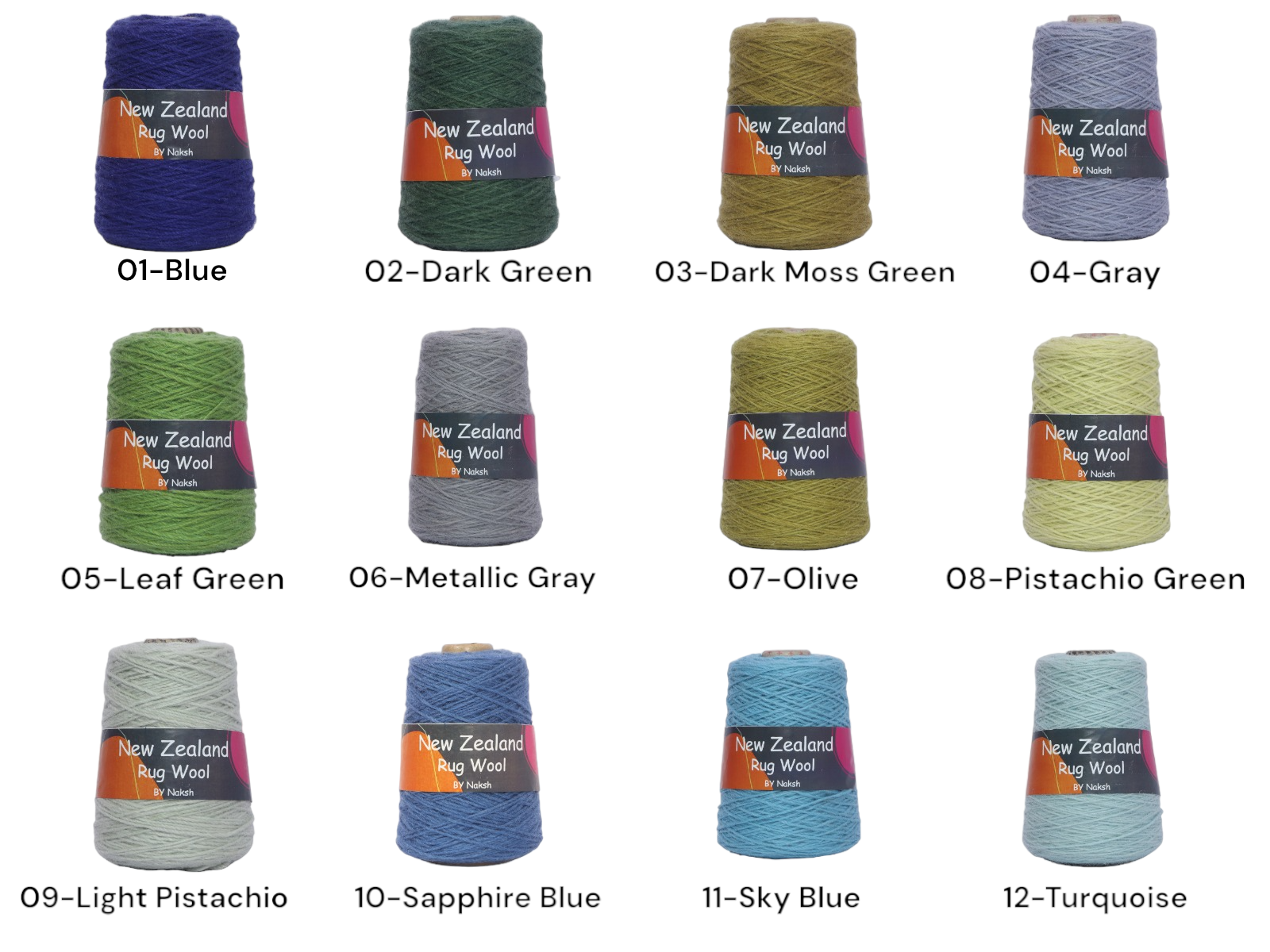3ply NZ Tufting Wool Yarn - (12-Turquoise)/450gram