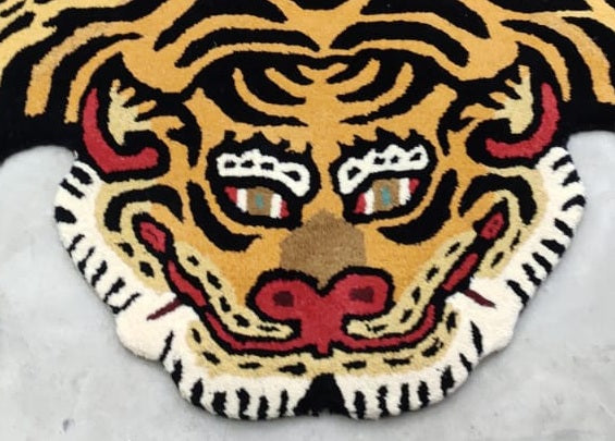 Tibetan Tiger Hand Tufted Woolen Rug -Golden Color – NakshCarpets