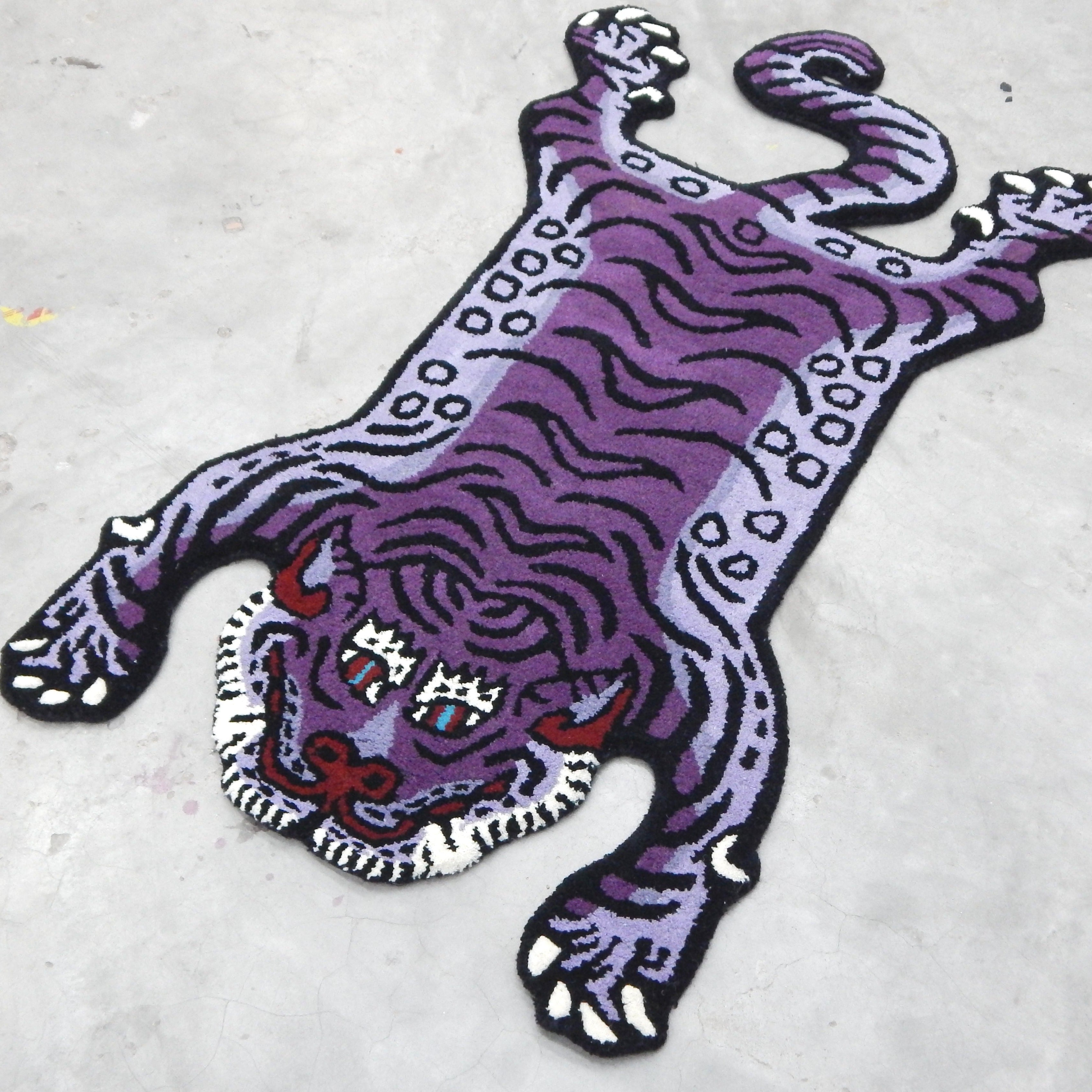 Tibetan Tiger Hand Tufted Woolen Rug -Mulberry Purple