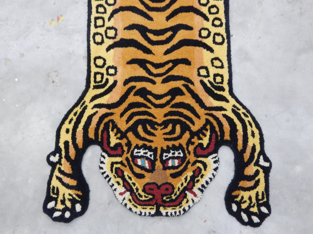 Tibetan Tiger Hand Tufted Woolen Rug -Golden Color – NakshCarpets