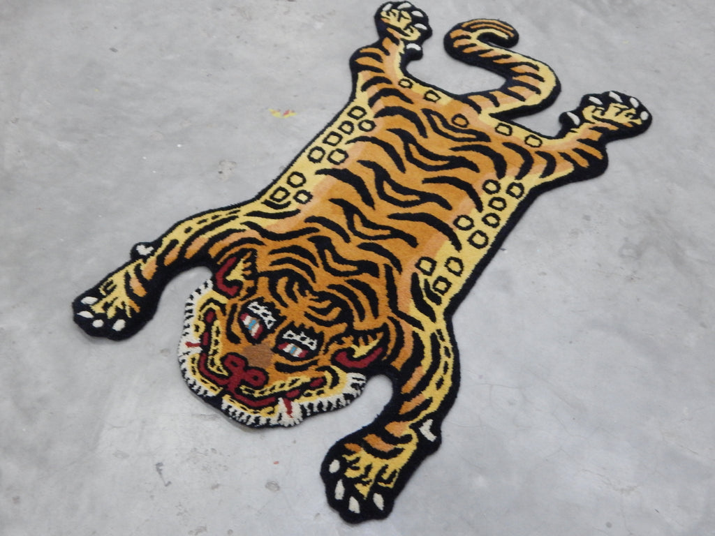 Tibetan Tiger Hand Tufted Woolen Rug -Golden Color – NakshCarpets