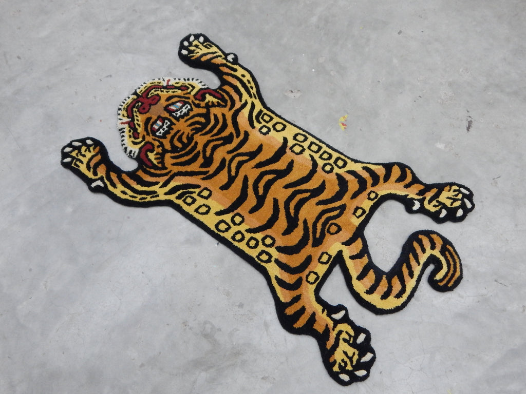 Tibetan Tiger Hand Tufted Woolen Rug -Golden Color – NakshCarpets