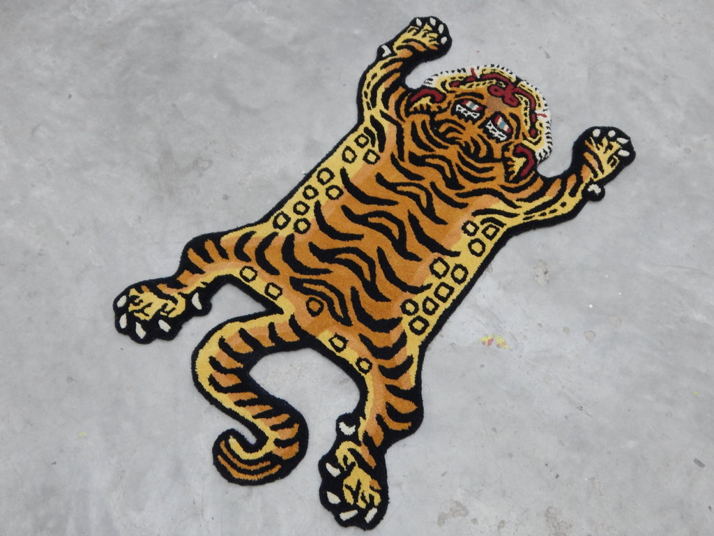 Tibetan Tiger Hand Tufted Woolen Rug -Golden Color – NakshCarpets